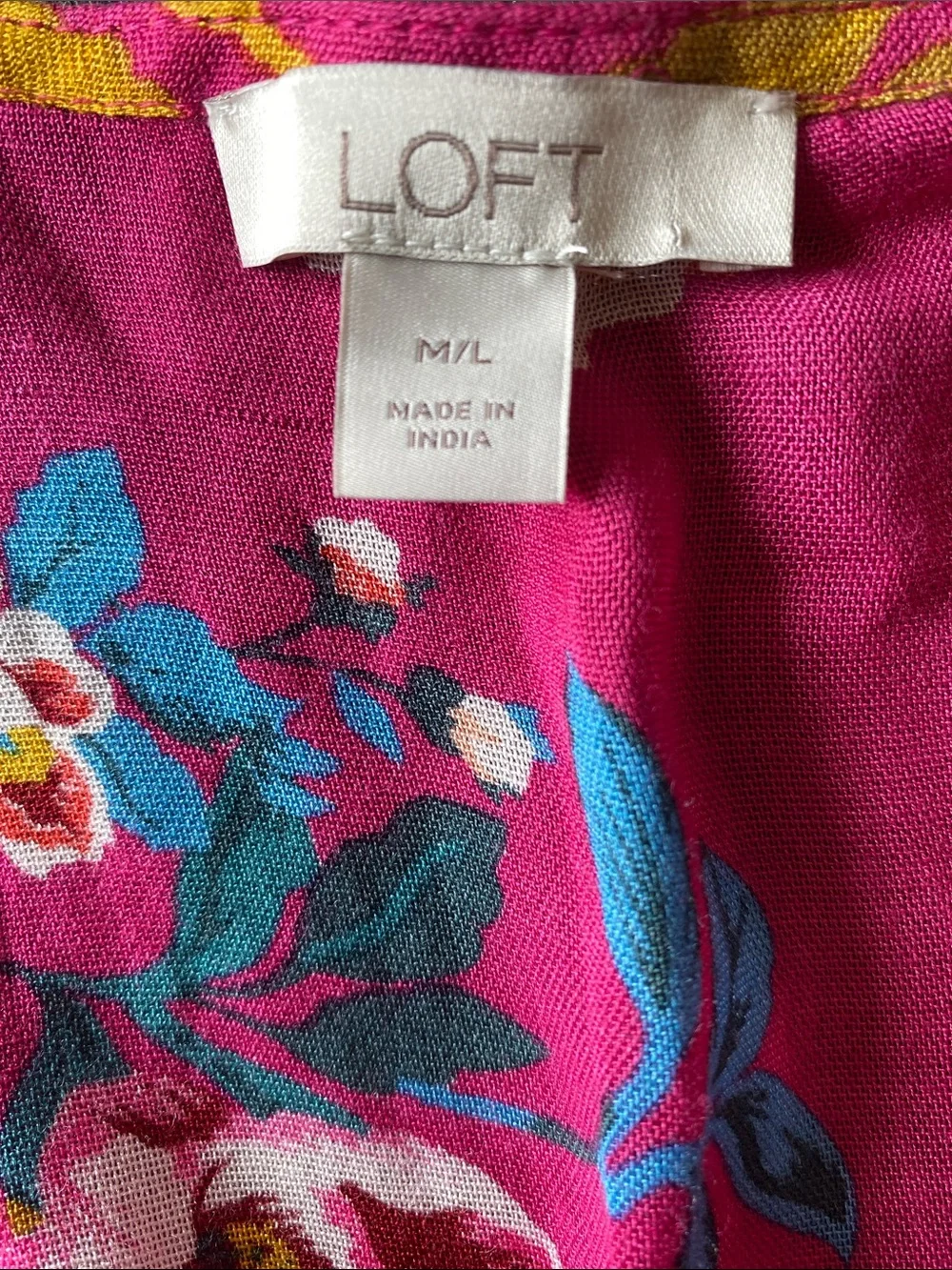 LOFT Fuchsia Floral Open-Front Kimono in a Cotton/Modal Blend